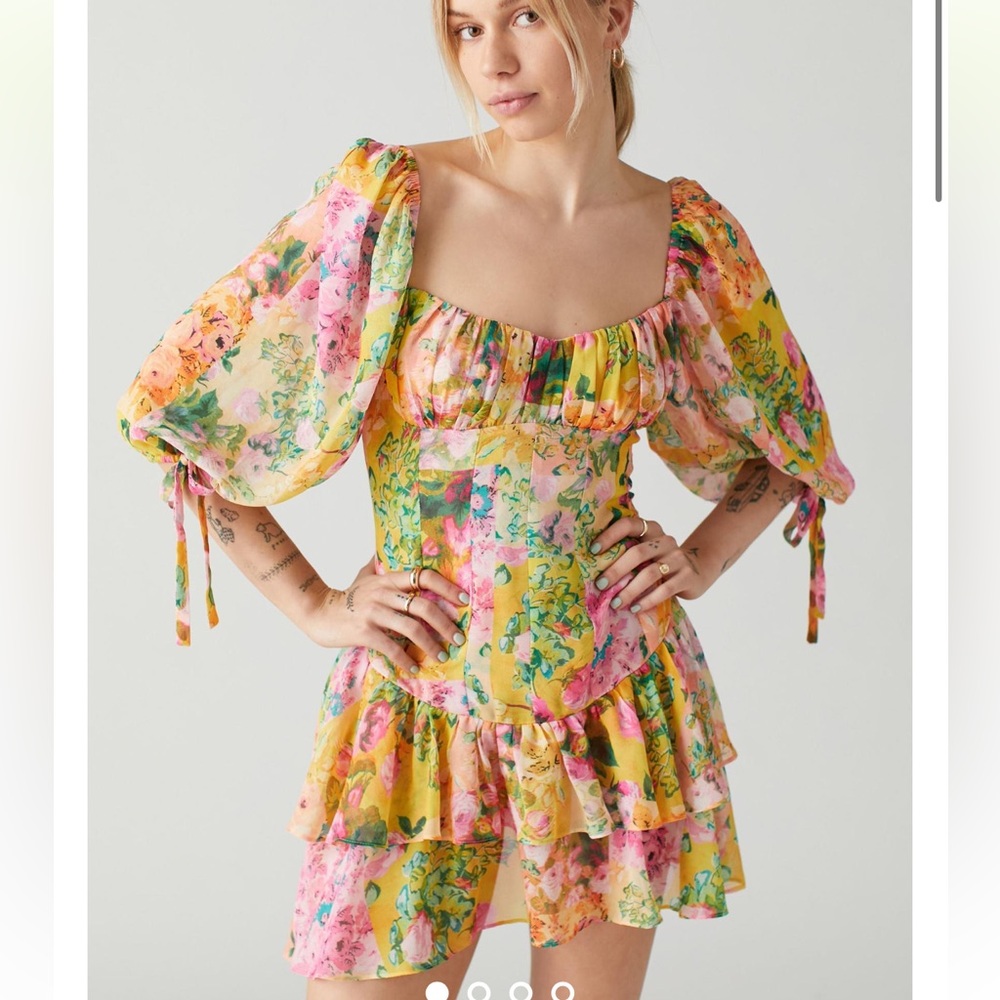 SOLD For Love and Lemons Nina Mini Dress Yellow